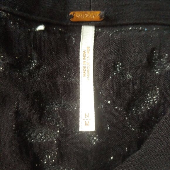 Free People Fable Black/White Embroidered Sunflowers Midi Dress Whimsy M - Picture 14 of 16